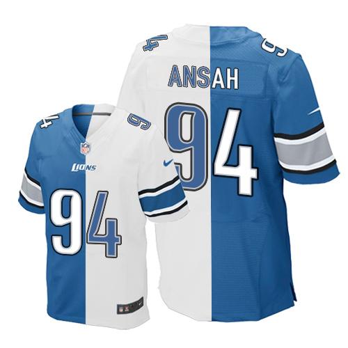 Nike Lions #94 Ziggy Ansah Blue/White Men's Stitched NFL Elite Split Jersey